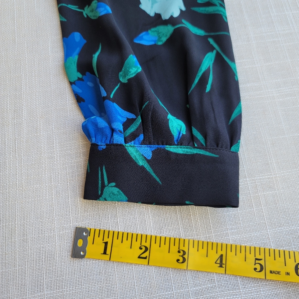 New! J. Crew size Small S Long Sleeve Bow Top Blue Floral Blouse NWT - Picture 13 of 16